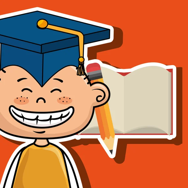 Estudiante niño cuaderno lápiz — Vector de stock