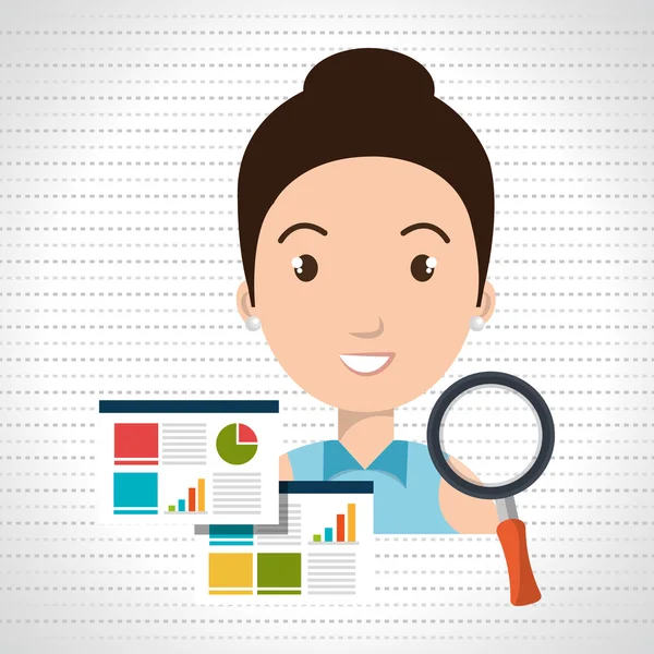 Nő statisztikák grafikus keresés — Stock Vector