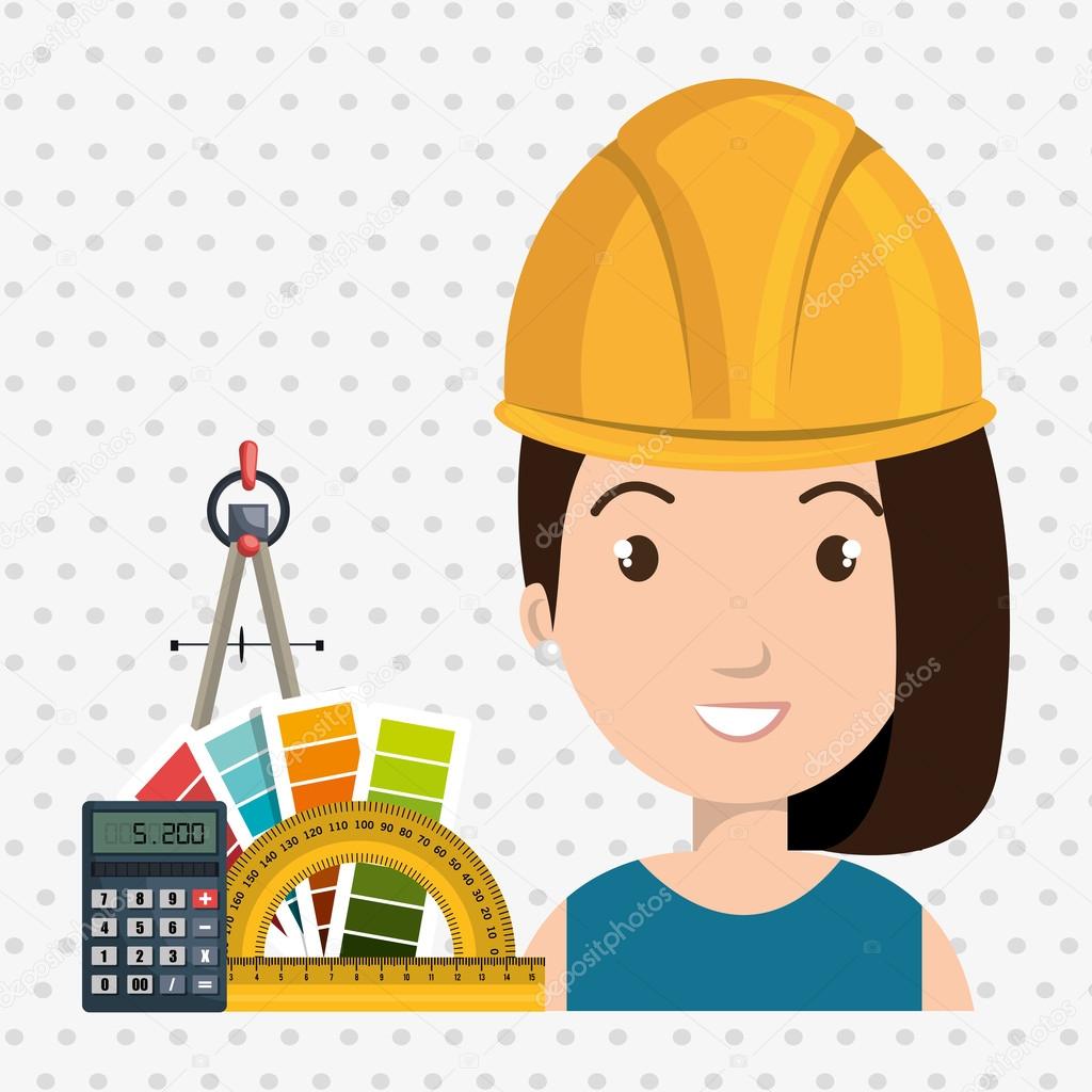 architect woman tools icons