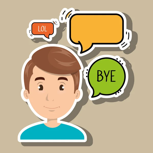 Homme chat message speaker — Image vectorielle