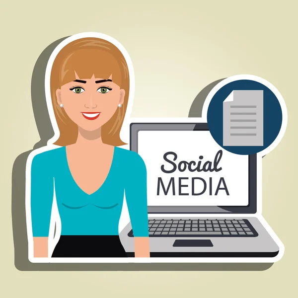 Mujer aplicaciones de redes sociales — Vector de stock