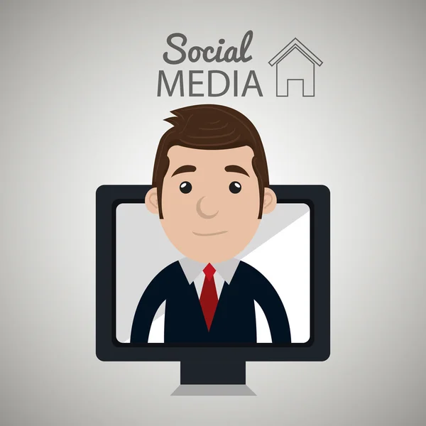 Hombre aplicaciones de redes sociales — Vector de stock