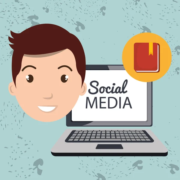Adam sosyal medya uygulamaları — Stok Vektör