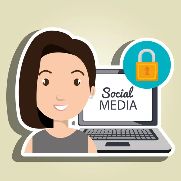 Mujer aplicaciones de redes sociales — Vector de stock