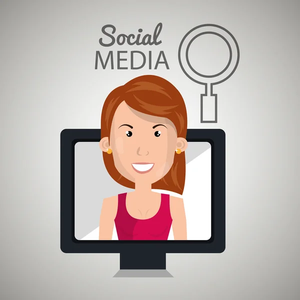 Mujer aplicaciones de redes sociales — Vector de stock