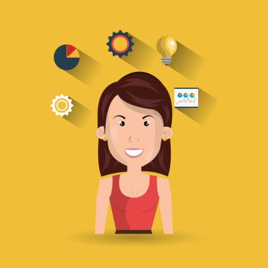 kadın fikir dişli simgesini