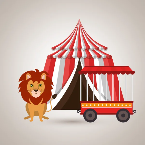 León circo divertido icono — Vector de stock