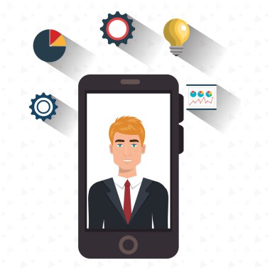 adam fikir dişli sembol smartphone