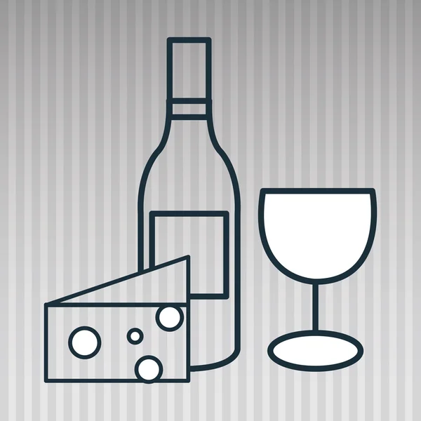 Glas vin ost ikonen — Stock vektor