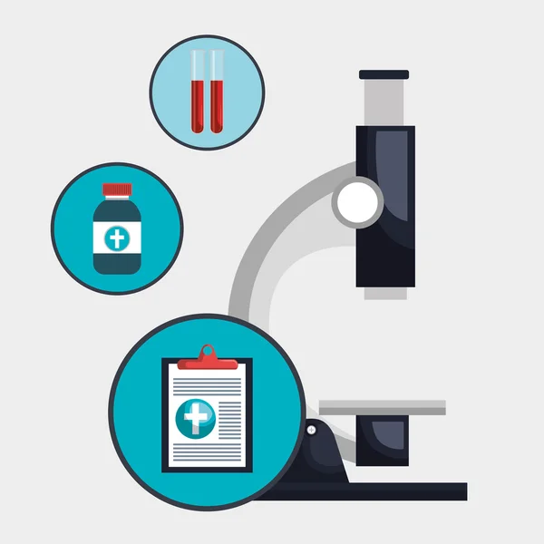 Icono de medicina portapapeles microscopio — Archivo Imágenes Vectoriales