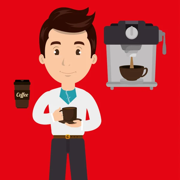 Mens machine koffie beker — Stockvector