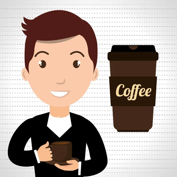Man jonge kopje koffie — Stockvector