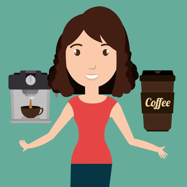 Macchina da caffè donna tazza — Vettoriale Stock