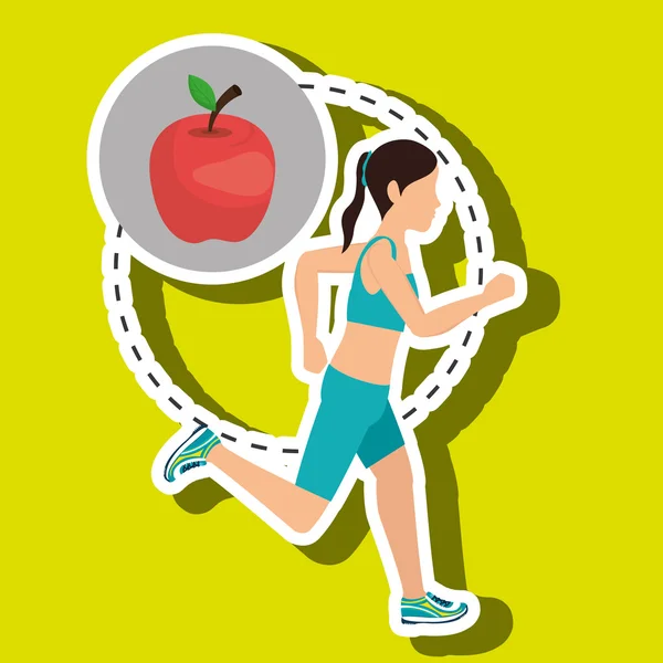 Mujer ejecutar deporte salud — Vector de stock