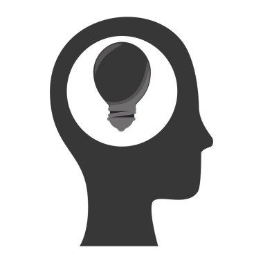 insan kafası ampul ışık enerjisi ile