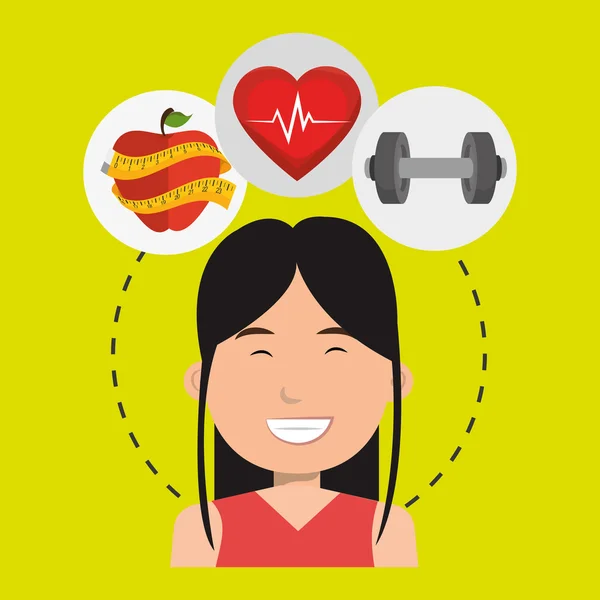 Mujer deporte salud icono — Vector de stock