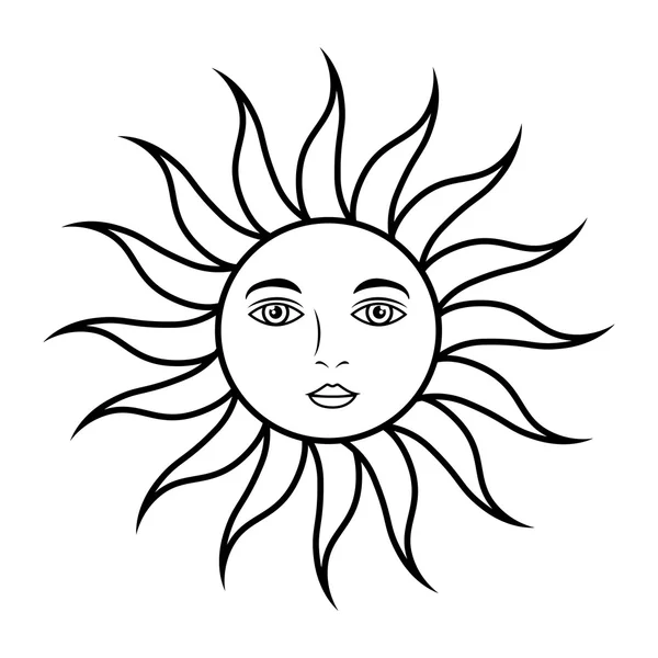 Soleil visage astrologie — Image vectorielle