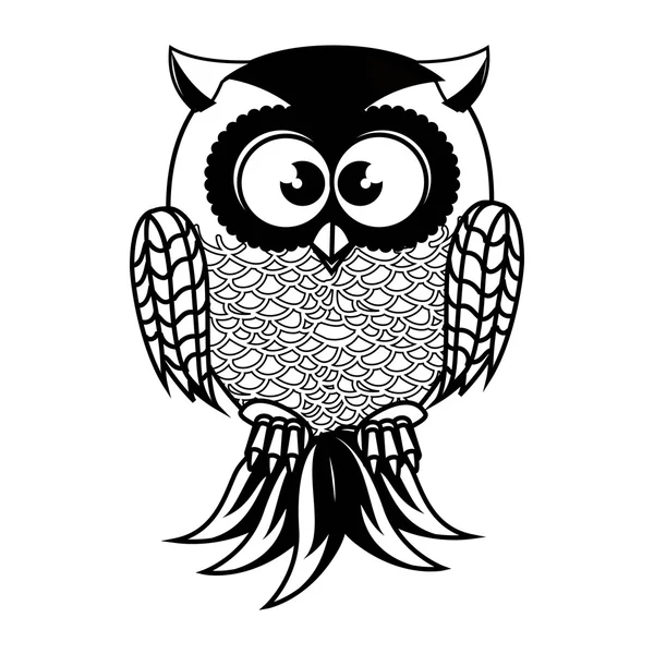 Hibou oiseau dessin animé — Image vectorielle