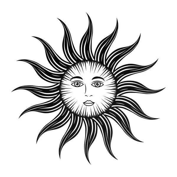 Soleil visage astrologie — Image vectorielle
