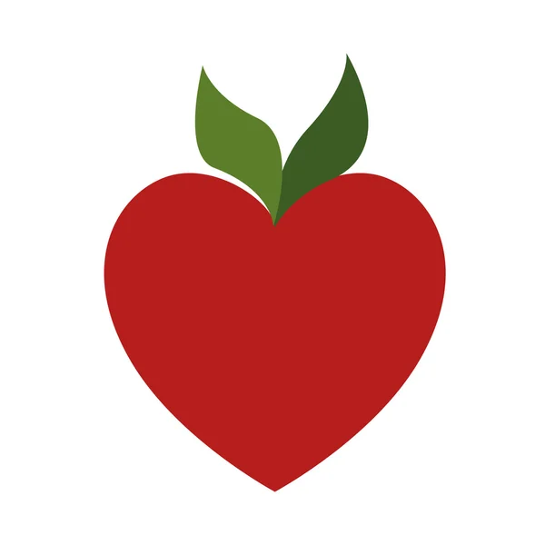Red apple in the shape of heart — Stock Vector