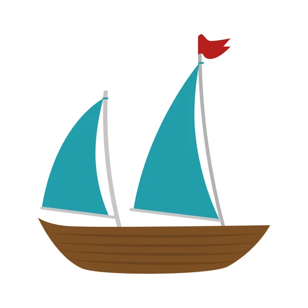 Вітрильний корабель з червоним прапором — стоковий вектор