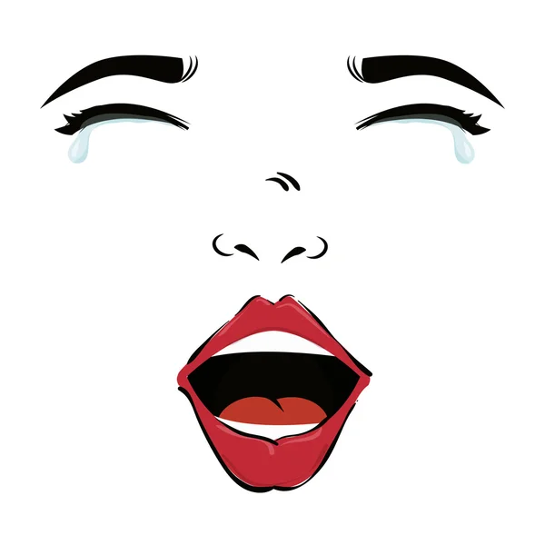 Mujer cara llorando pop arte — Vector de stock