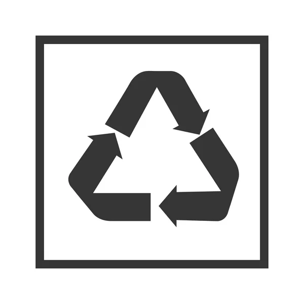 Recycling-Schild im schwarzen Quadrat — Stockvektor