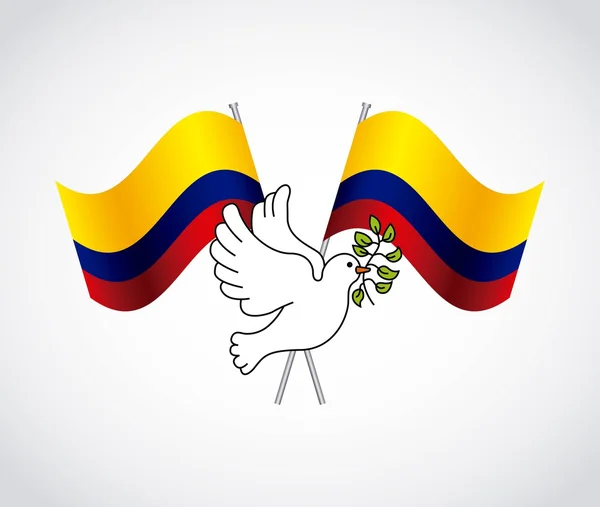 Kolumbijský mír holubice s olivovou ratolestí — Stockový vektor