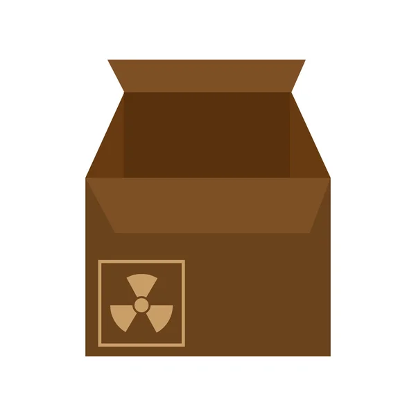 Caja de cartón con signo nuclear — Archivo Imágenes Vectoriales