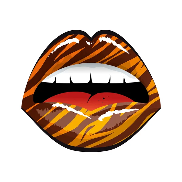 Boca labios sexy animal impresiones — Vector de stock