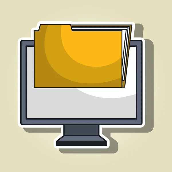 Laptop folder files icon — Stock Vector
