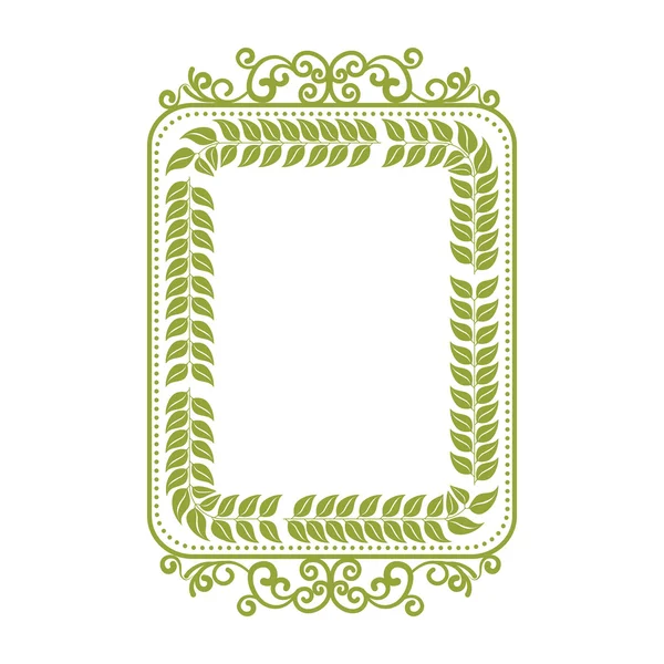 Square border frame with green leaves — Stock Vector