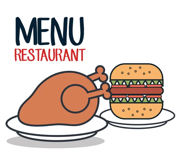 Menu restaurant fast food icône isolée — Image vectorielle