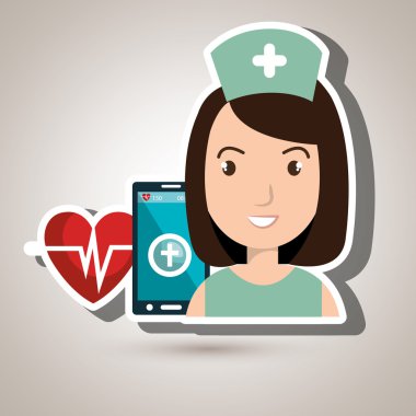 Hemşire smartphone kardiyo kalp