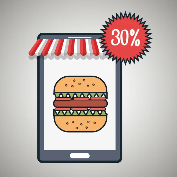 Smartphone-Burger-Rabatt-Symbol — Stockvektor