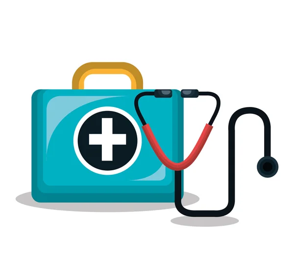 First aid kit stethoscope isolated — Stock Vector