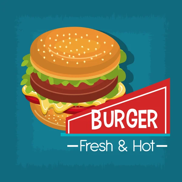 Fast food burger design isolated — Stock Vector