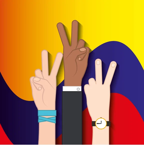 Paz colombiana mãos símbolo — Vetor de Stock