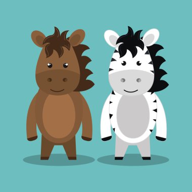 Karikatür hayvan zebra at peluş oyuncak tasarım