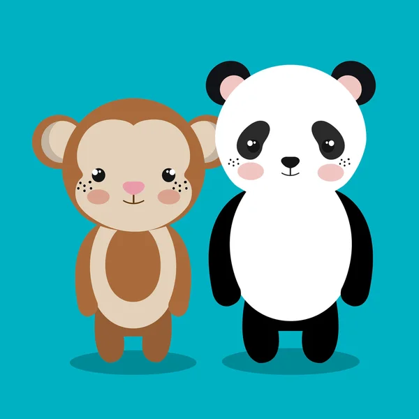 Karikatur Tier Panda Plüsch Plüsch Design — Stockvektor