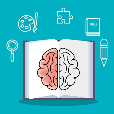 beyin öğrenci okul set elemanları tasarımı