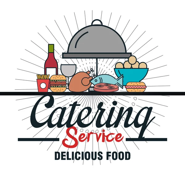 Pictogram catering service voedsel ontwerp — Stockvector