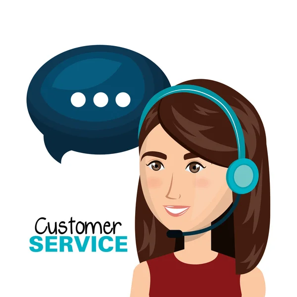 Laptop vrouw customer service call center ontwerp — Stockvector