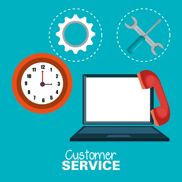 Laptop customer service call center ontwerp — Stockvector