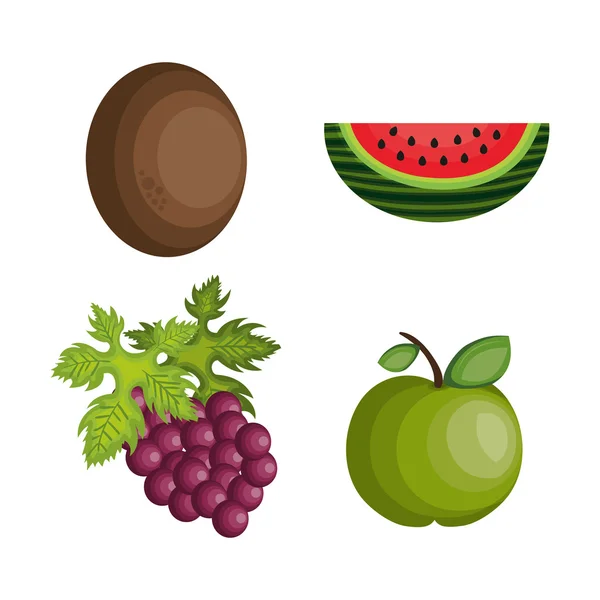 Zestaw kreskówka owoce owoce tropikalne — Wektor stockowy