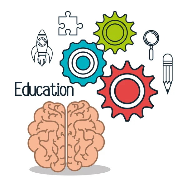 大脑的学生学校设置元素设计 — 图库矢量图片