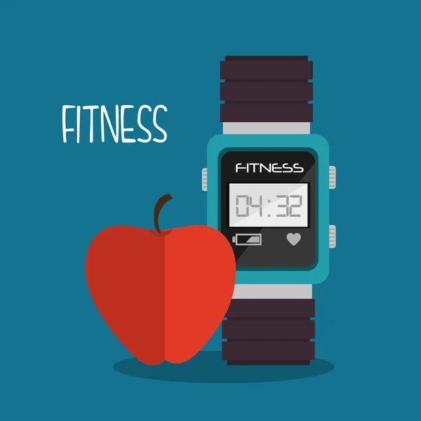 Reloj inteligente manzana dibujos animados deporte fitness — Vector de stock