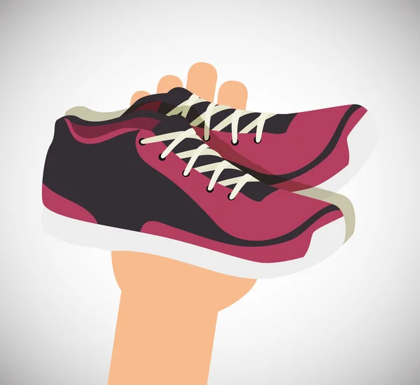 Dibujos animados zapatillas fitness elementos deportivos diseño — Archivo Imágenes Vectoriales