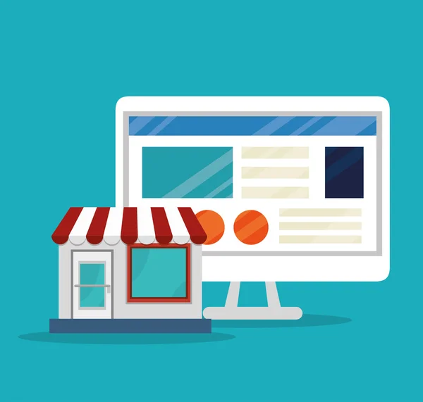 Övervaka pc e-handel butik online-design — Stock vektor