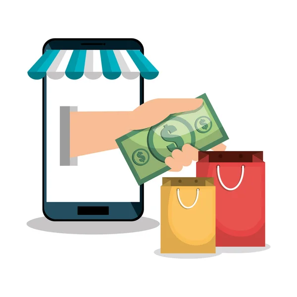 E-commerce loja de smartphones design online — Vetor de Stock